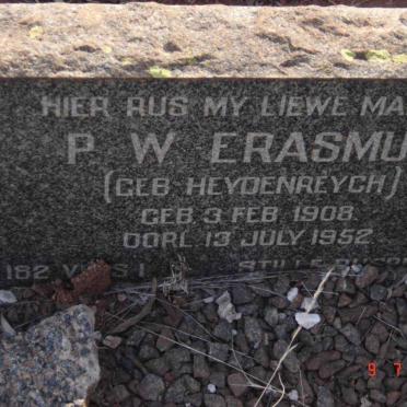 ERASMUS P.W. nee HEYDENREYCH 1908-1952