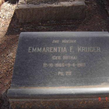 KRUGER Emmarentia F. nee BOTHA 1885-1963