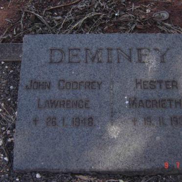 DEMINEY John Godfrey Lawrence -1948 &amp; Hester Magrietha -1936