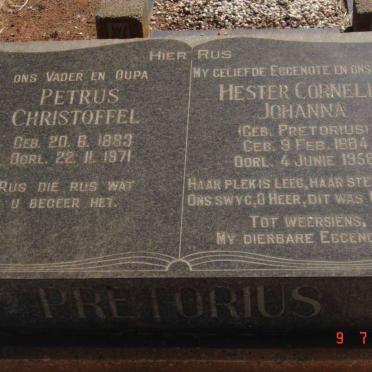 PRETORIUS Petrus Christofel 1883-1971 &amp; Hester Cornelia Johanna PRETORIUS 1884-1958
