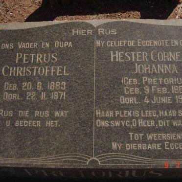PRETORIUS Petrus Christofel 1883-1971 &amp;  Hester Cornelia Johanna PRETORIUS 1884-1958
