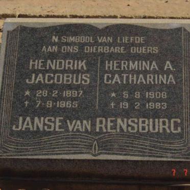 RENSBURG Hendrik Jacobus, Janse van 1897-1965 &amp; Hermina A. Catharina 1908-1983