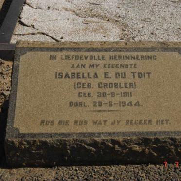 TOIT Isabella E., du nee GROBLER 1911-1944