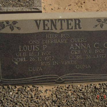 VENTER Louis P. 1907-1972 &amp; Anna C.G. 1908-1973