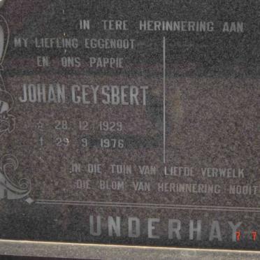 UNDERHAY Johan Geysbert 1929-1976