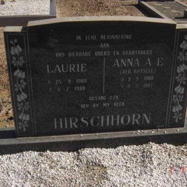 HIRSCHHORN Laurie 1909-1988 &amp; Anna A.E. ROSSLEE 1908-1987