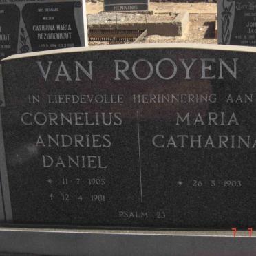 ROOYEN Cornelius Andries Daniel, van 1905-1981 &amp; Maria Catharina 1903-