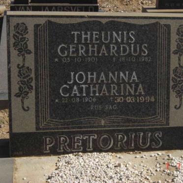 PRETORIUS Theunis Gerhardus 1901-1982 &amp; Johanna Catharina 1906-1994