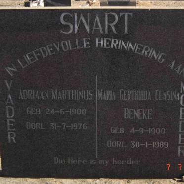 SWART Adriaan Marthinus 1900-1976 &amp; Maria Gertruida Clasina BENEKE 1900-1989