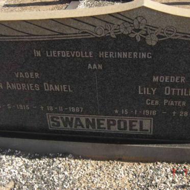 SWANEPOEL Jan Andries Daniel 1915-1967 &amp; Lily Ottilie PIATER 1916-1967