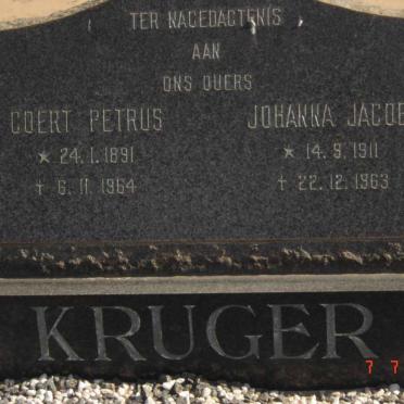 KRUGER Coert Petrus 1891-1964 &amp; Johanna Jacoba 1911-1963