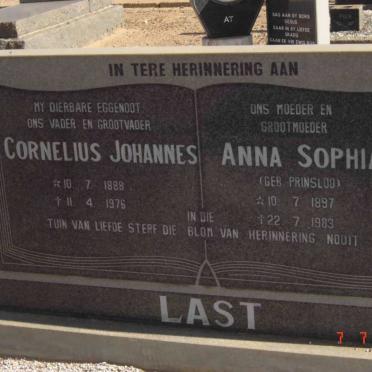 LAST Cornelius Johannes 1888-1976 &amp; Anna Sophia PRINSLOO 1897-1983