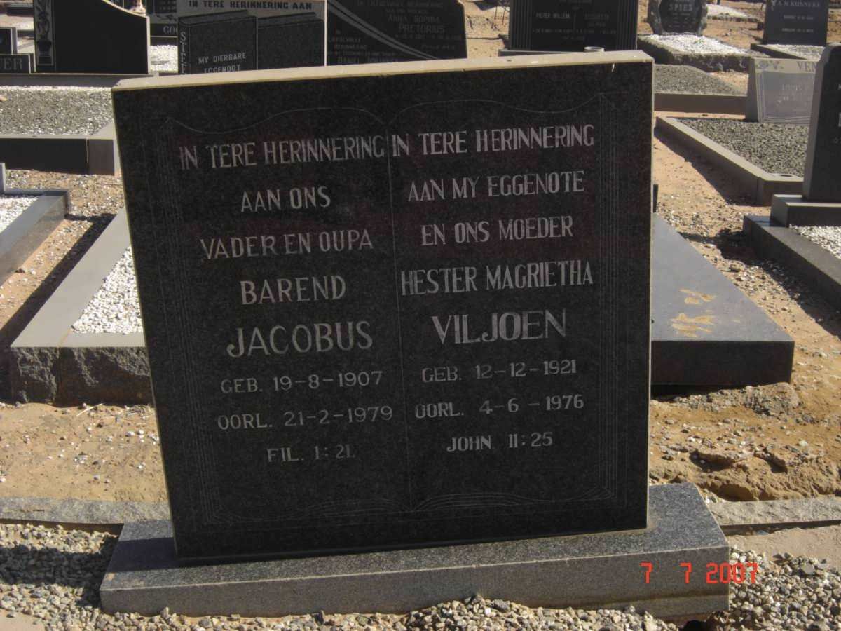 VILJOEN Barend Jacobus 1907-1979 &amp; Hester Magrietha 1921-1976