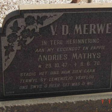 MERWE Andries Mathys, v.d. 1947-1970