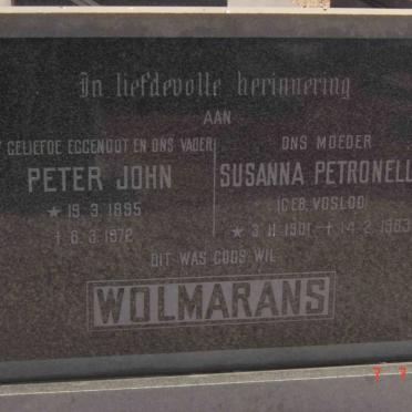 WOLMARANS Peter John 1895-1972 &amp; Susanna Petronella VOSLOO 1901-1983