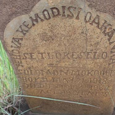 SETLOKESELO Solomon Mokgoets 1918-1938