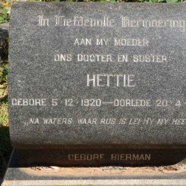 ? Hettie nee BIERMAN 1920-1965