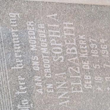 ? Anna Sophia Elizabeth nee DE KLERK 1897-1964