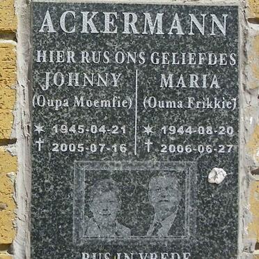 ACKERMANN Johnny 1945-2005 &amp; Maria 1944-2006