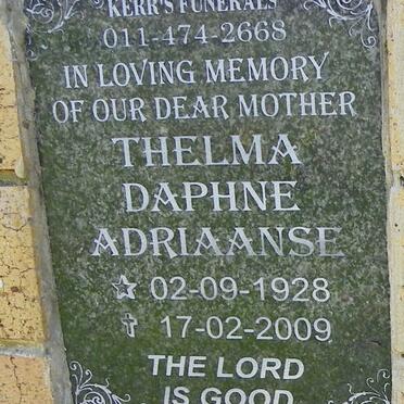 ADRIAANSE Thelma Daphne 1928-2009