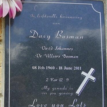 BOSMAN David Johannes De Villiers 1960-2011