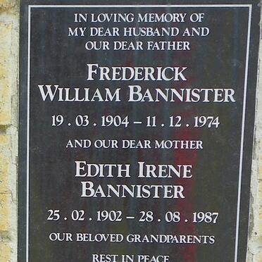BANNISTER Frederick William 1904-1974 &amp; Edith Irene 1902-1987