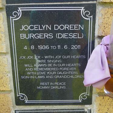 BURGERS Jocelyn Doreen nee DIESEL 1936-2011