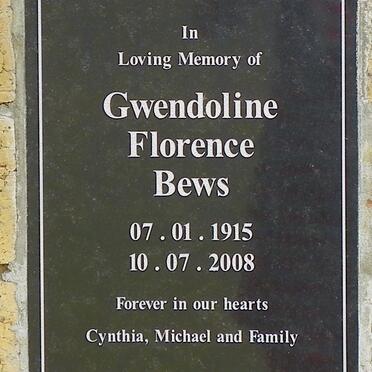 BEWS Gwendoline Florence 1915-2008
