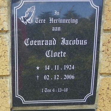 CLOETE Coenraad Jacobus 1924-2006
