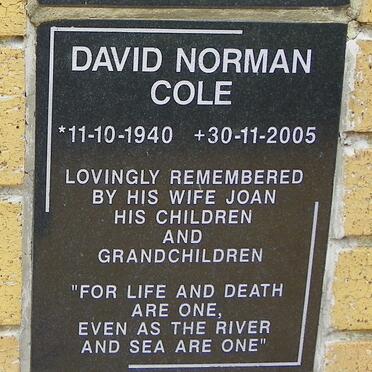 COLE David Norman 1940-2005