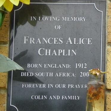 CHAPLIN Frances Alice 1912-200?