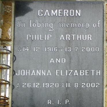 CAMERON Philip Arthur 1916-2000 &amp; Johanna Elizabeth 1920-2002