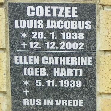 COETZEE Louis Jacobus 1938-2002 &amp; Ellen Catherine HART 1939-