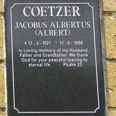 COETZER Jacobus Albertus 1921-1998