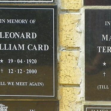 CARD Leonard William 1920-2000 &amp; Margaret Teresa 1925-2009
