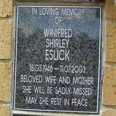 ESLICK Winifred Shirley 1946-2003