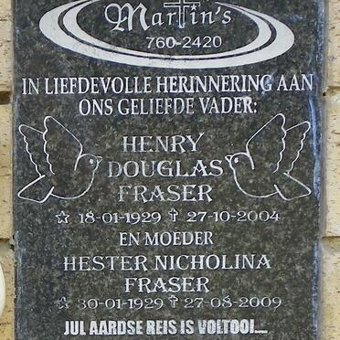 FRASER Henry Douglas 1929-2004 &amp; Hester Nicholina 1929-2009
