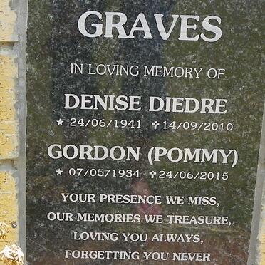 GRAVES Gordon 1934-2015 &amp; Denise Diedre 1941-2010