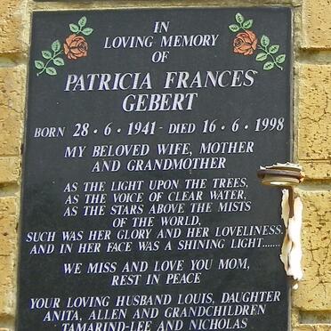 GEBERT Patricia Frances 1941-1998