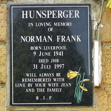 HUNSPERGER Norman Frank 1941-1997