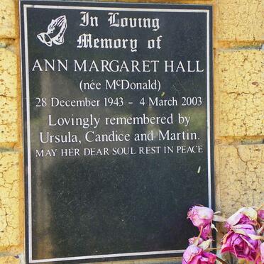 HALL Ann Margaret nee McDONALD 1943-2003