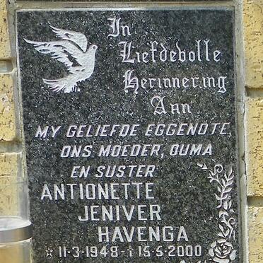 HAVENGA Antionette Jeniver 1948-2000