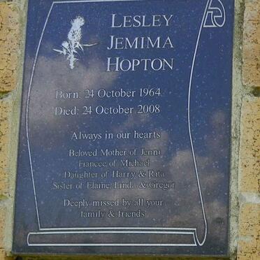 HOPTON Lesley Jemima 1964-2008