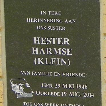 HARMSE Hester nee KLEIN 1946-2014