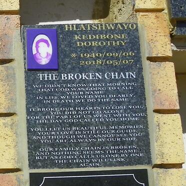 HLATSHWAYO Kedibone Dorothy 1940-2018