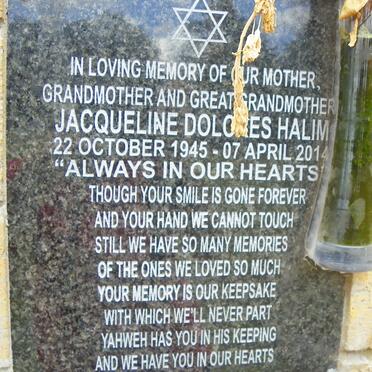 HALIM Jacqueline Dolores 1945-2014