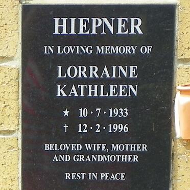 HIEPNER Lorraine Kathleen 1933-1996