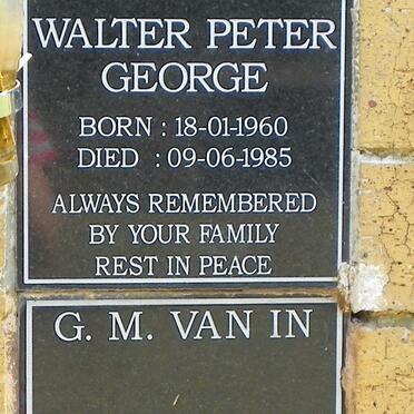 IN Walter Peter George, van 1960-1985 &amp; G.M.