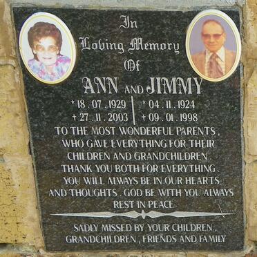 ? Jimmy 1924-1998 &amp; Ann 1929-2003