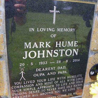 JOHNSTON Mark Hume 1933-2014